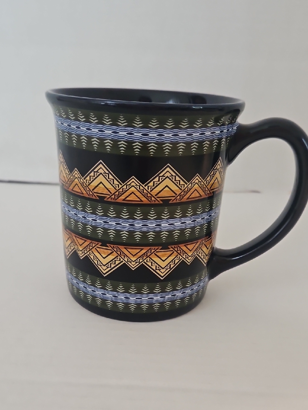Pendleton Black Navy Gold Olive Chief Joseph Geometric Coffee Tea Mug 16oz.